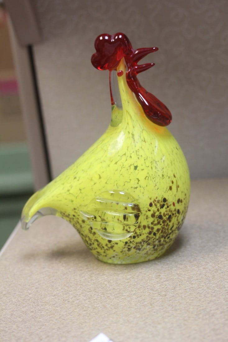 Art Glass Rooster: 7" tall