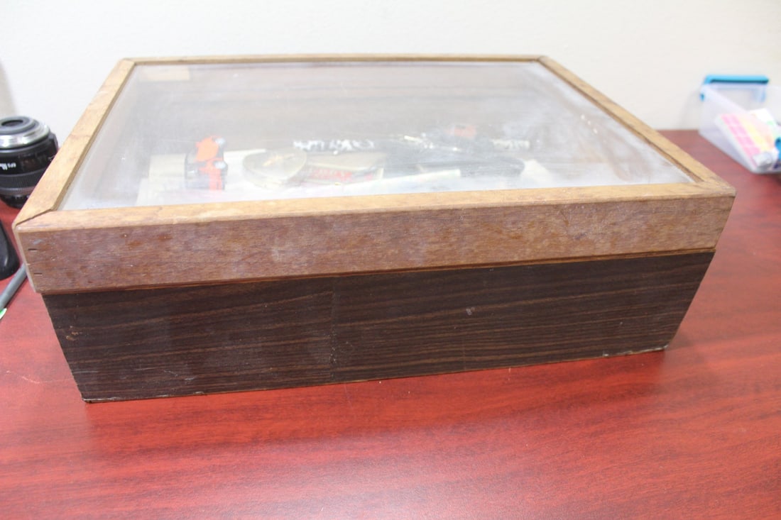 A Vintage Box and Contents: box= 13 1/2" x 17 3/4"