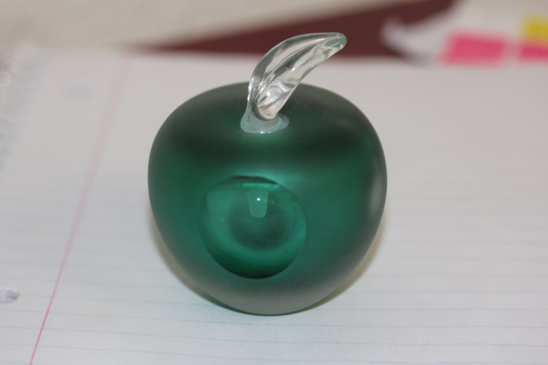 Studio Art Glass Apple Form Perfume Bottle: small - signed - possible Eckholt studio art - 2 1/2" tall