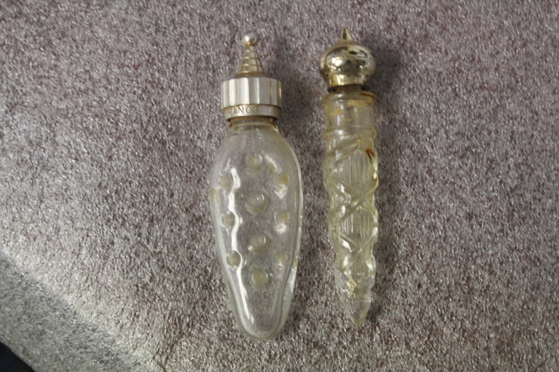 Lot of Two Parfume Bottles: one signed= Caron France