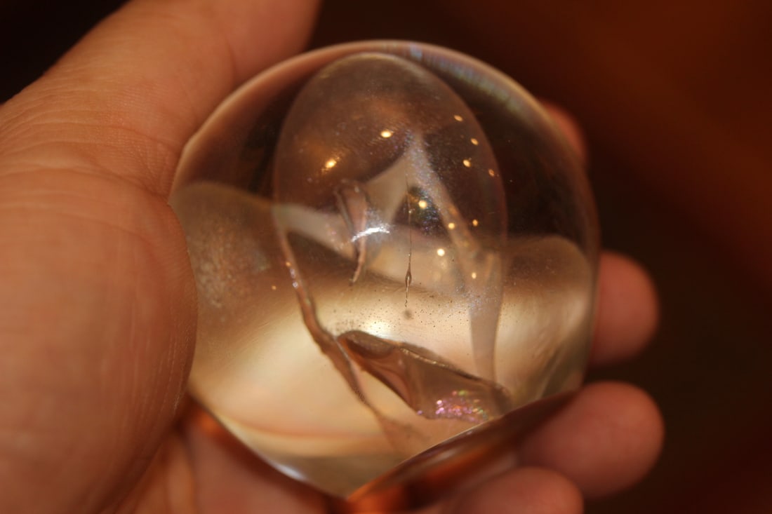 Signed and Dated Glass Paperweight - 2