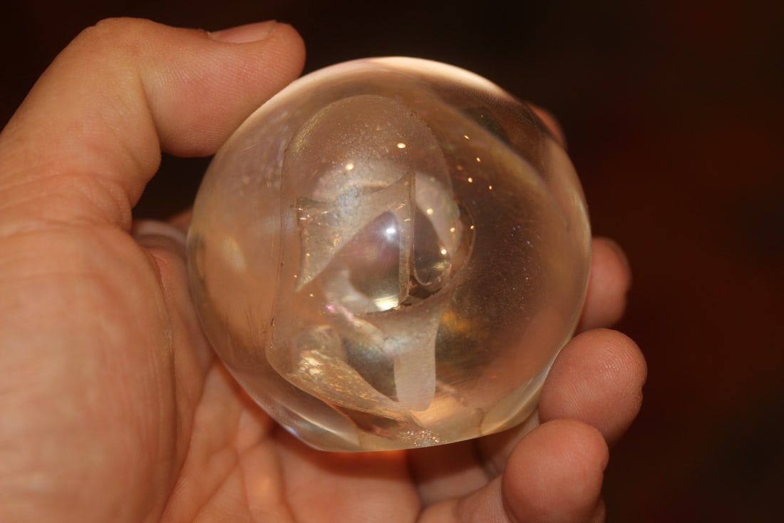 Signed and Dated Glass Paperweight - 3