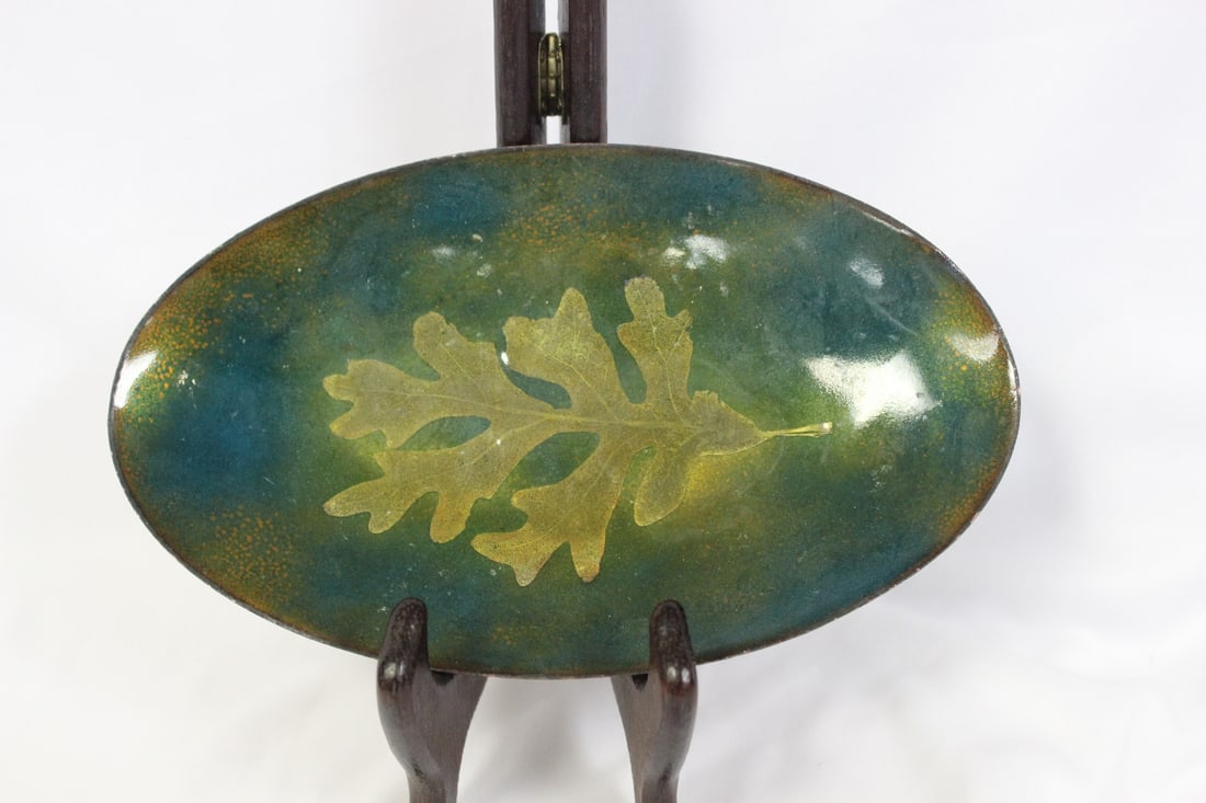 A Signed Claire Pflager Enamel Tray - 2