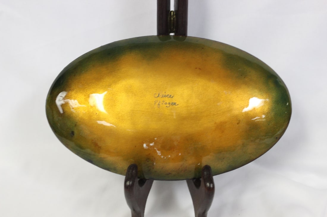 A Signed Claire Pflager Enamel Tray - 3
