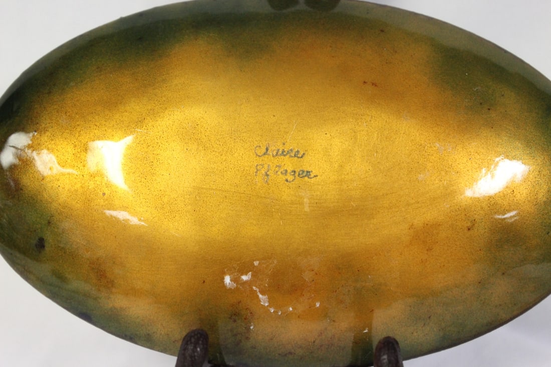 A Signed Claire Pflager Enamel Tray - 4