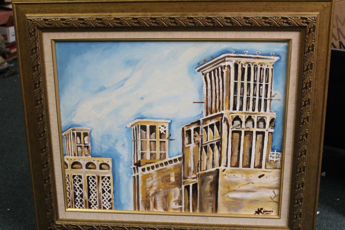 An Oil on Board Painting: Signed, but cannot decifer who the artist is - overall= 29 1/2" x 25 1/4" - sight= 21 1/2" x 17 1/4"