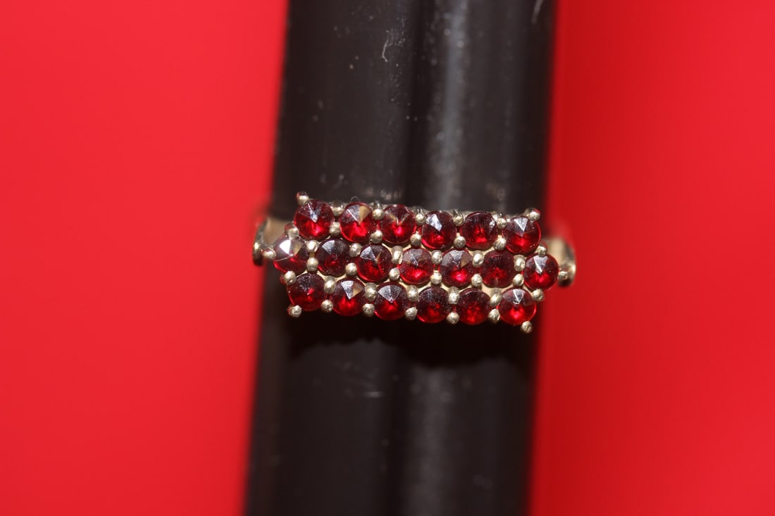 A Sterling and Gemstone Ring: as shown