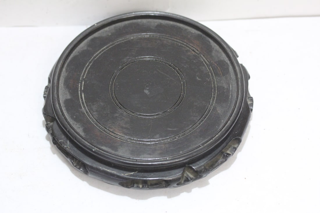 A Carved Chinese Wooden Vase Stand: inside diameter= 5 3/8"