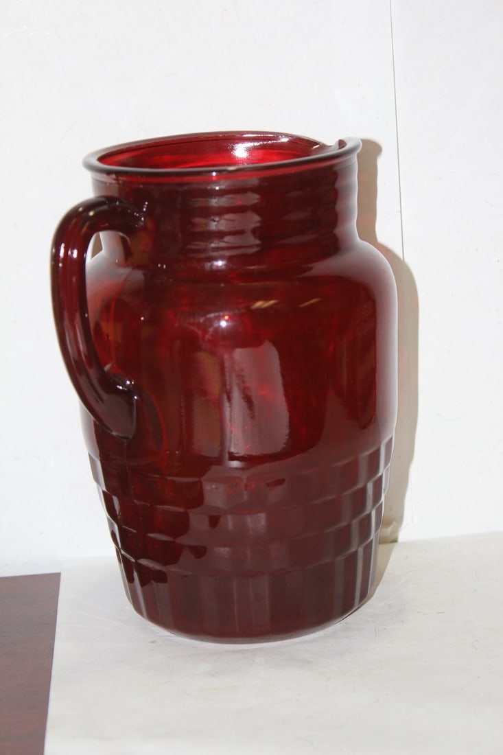 A Ruby Red Glass Pitcher - 2