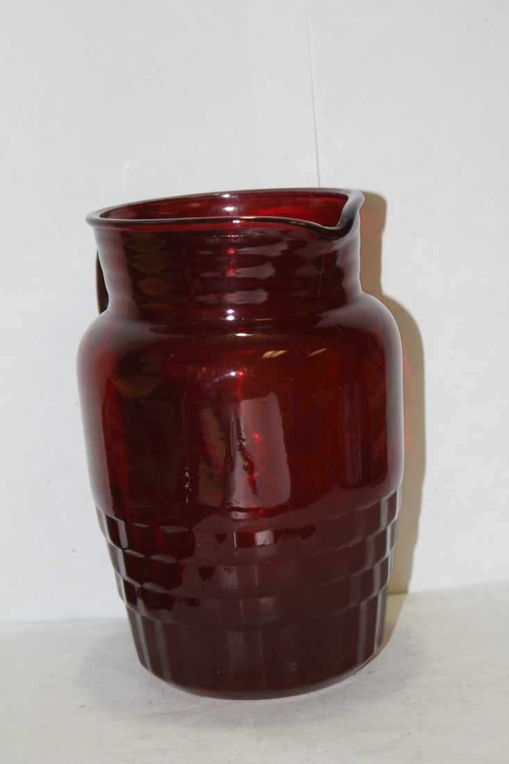 A Ruby Red Glass Pitcher - 3