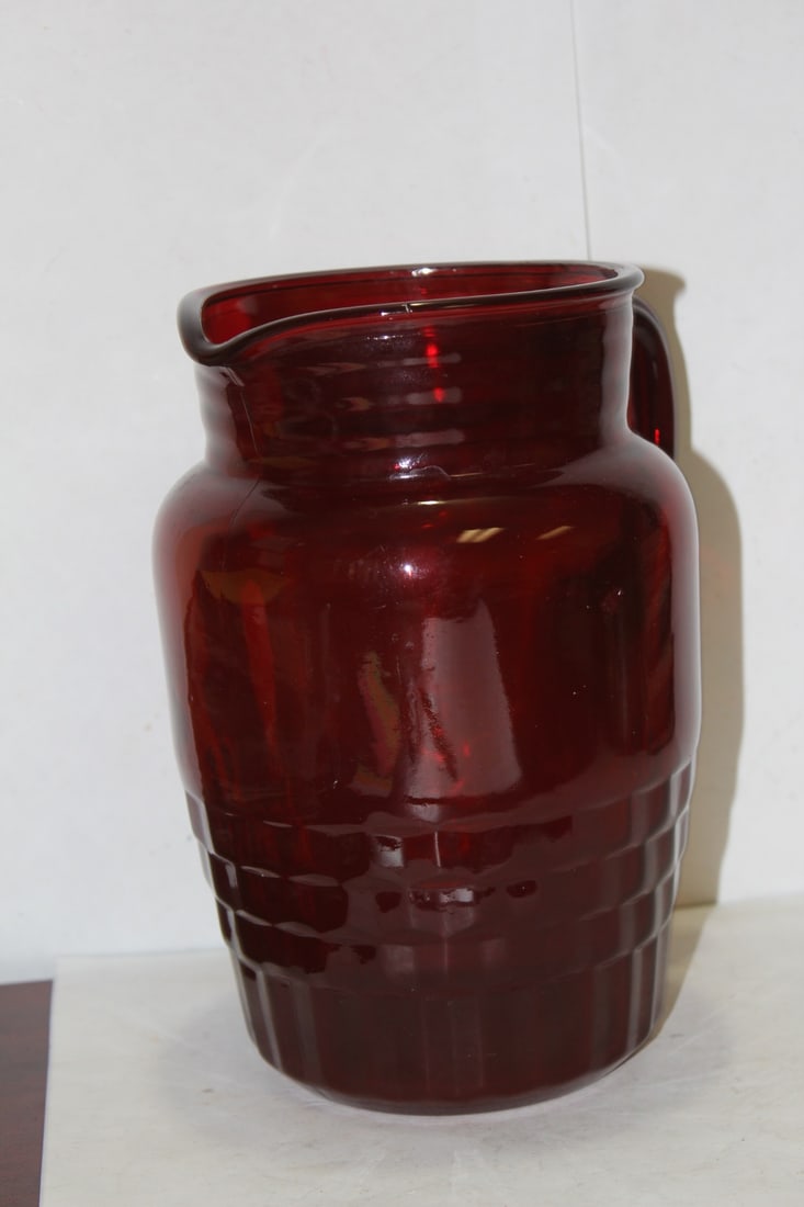 A Ruby Red Glass Pitcher - 4
