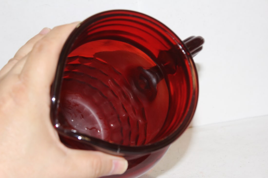 A Ruby Red Glass Pitcher - 5
