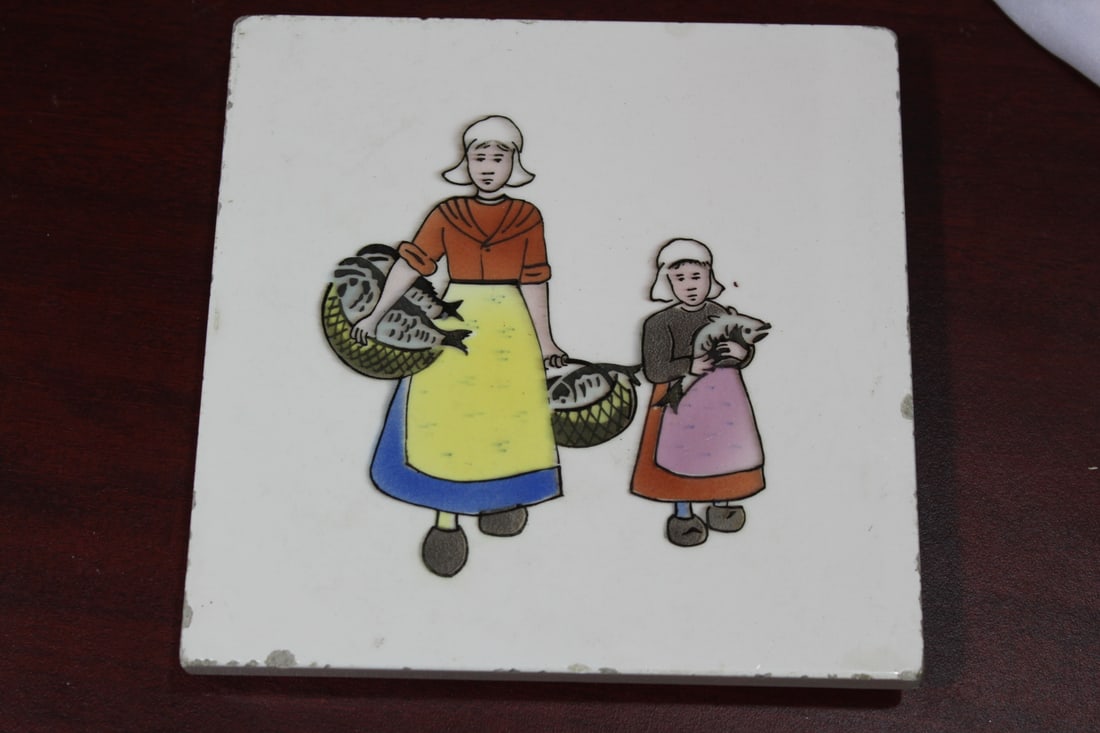A Vintage German Tile: 5 7/8" square