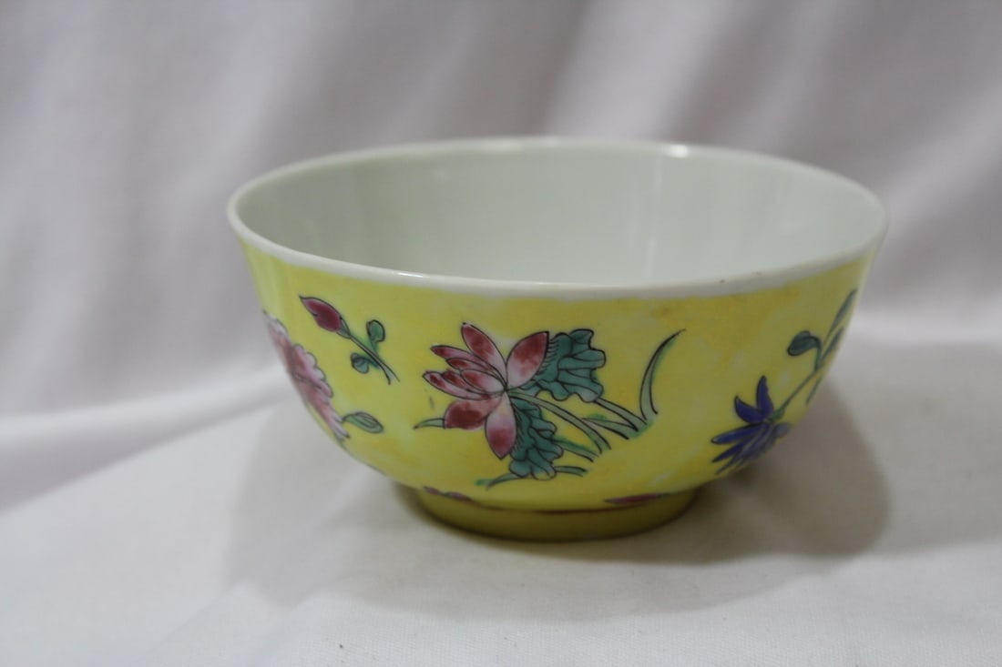 A Vintage/Antique: Yellow bowl - marked "China" - 4 1/2" in diameter