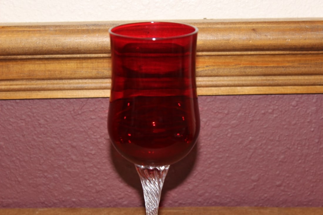 A Ruby Red Wire Glass Goblet - 2
