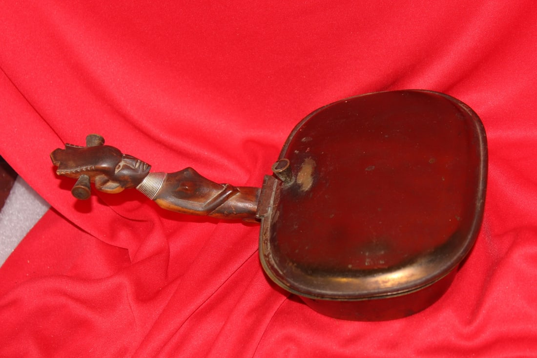 A Wood Handle Warmer: Made in Italy - please note: dents - 9 1/4" long