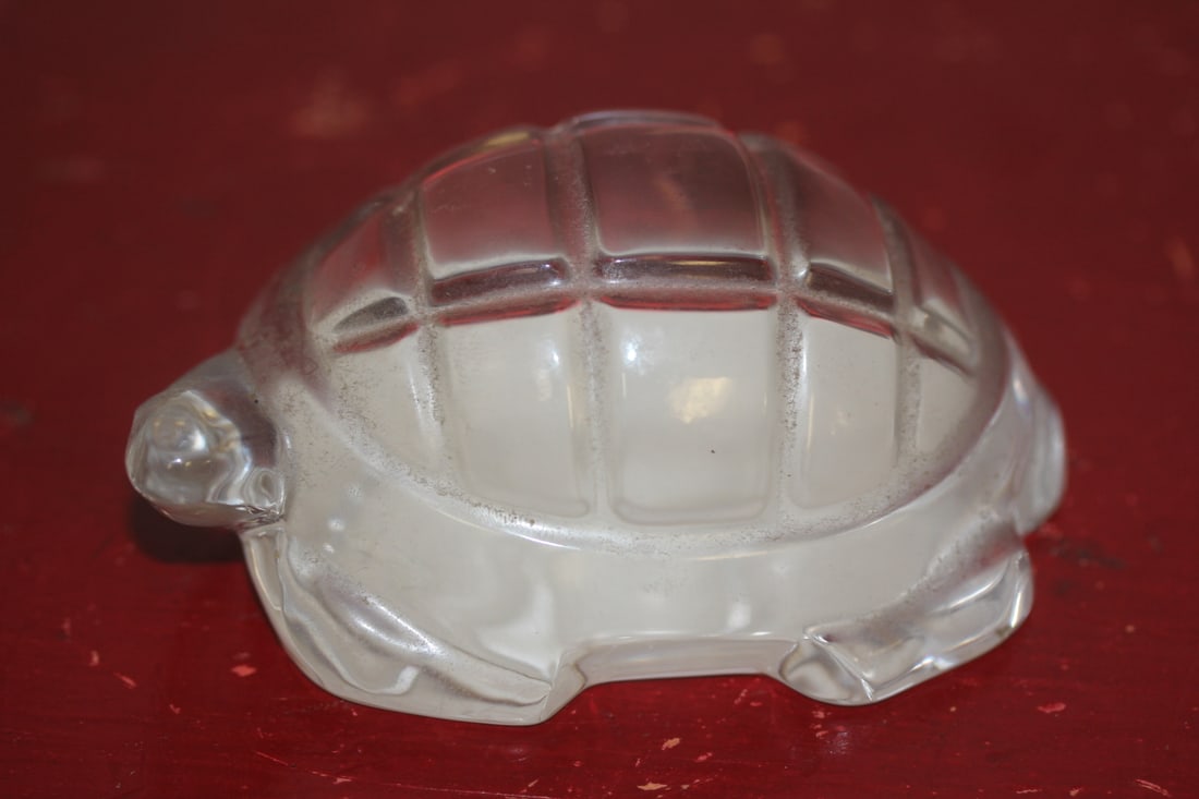 Marked Baccarat Turtle Crystal Paperweight: 3 3/4" long