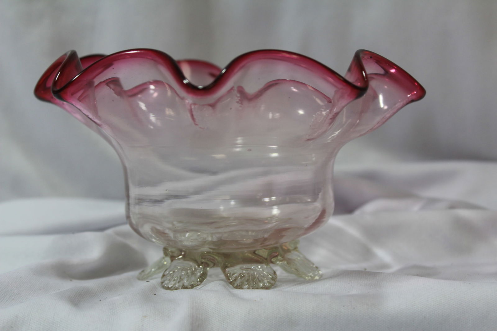 A Foliated Cranberry Red Glass Bowl (1 of 4)