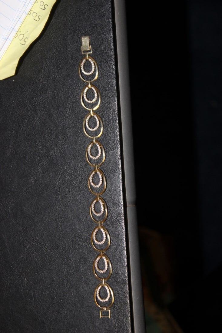 A Gold Over Sterling Bracelet: 7 1/8" long - unclasped