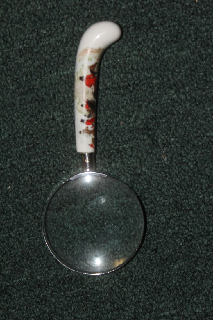 House of Prill Magnifying Glass: porcelain handle - 7 3/8" across