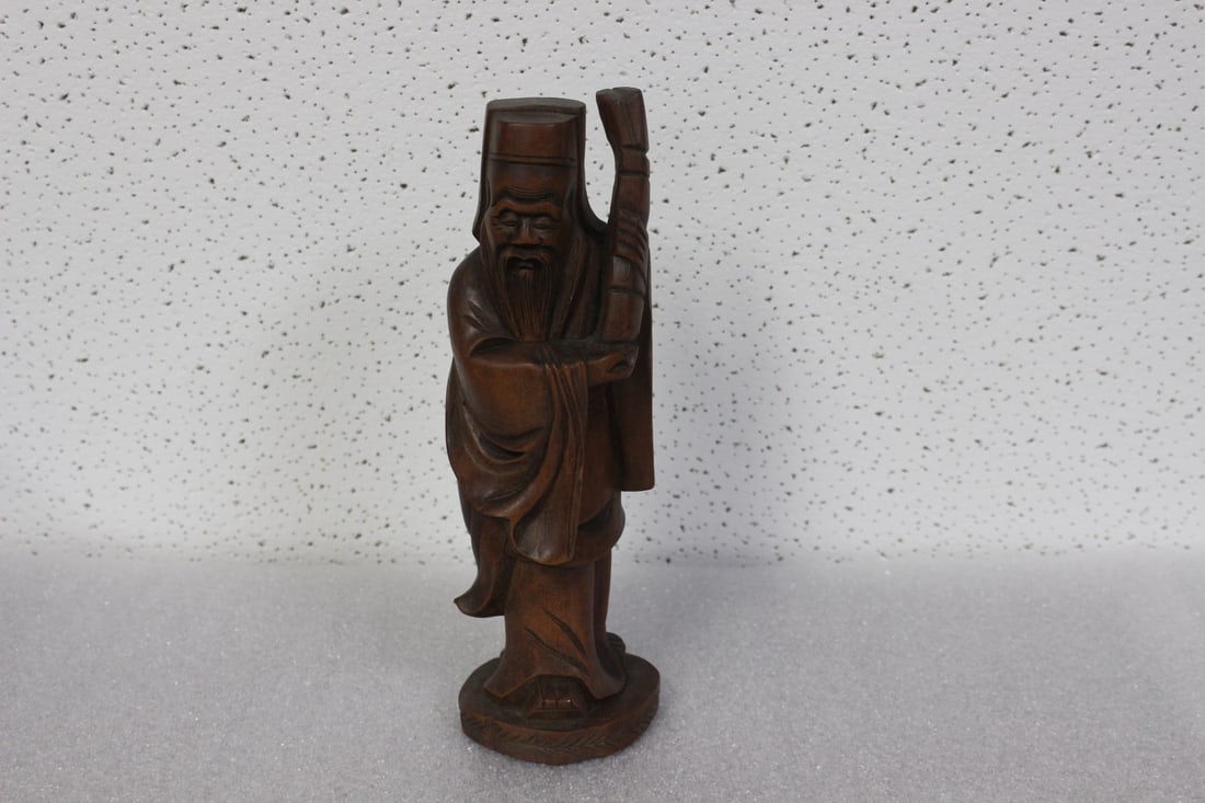 A Vintage Chinese Wooden Figure: 8 1/2" tall