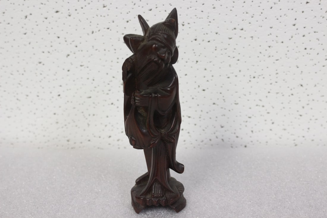 A Vintage Chinese Wooden Figure: 6" tall