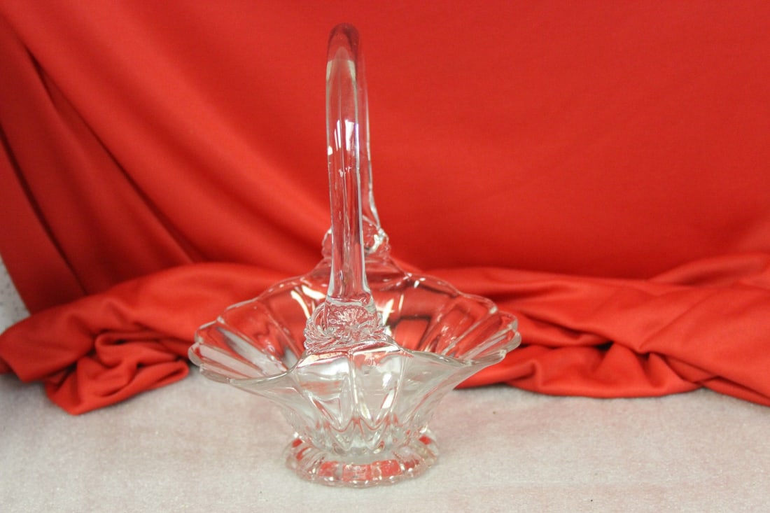 A Glass Basket: 9 1/4" tall