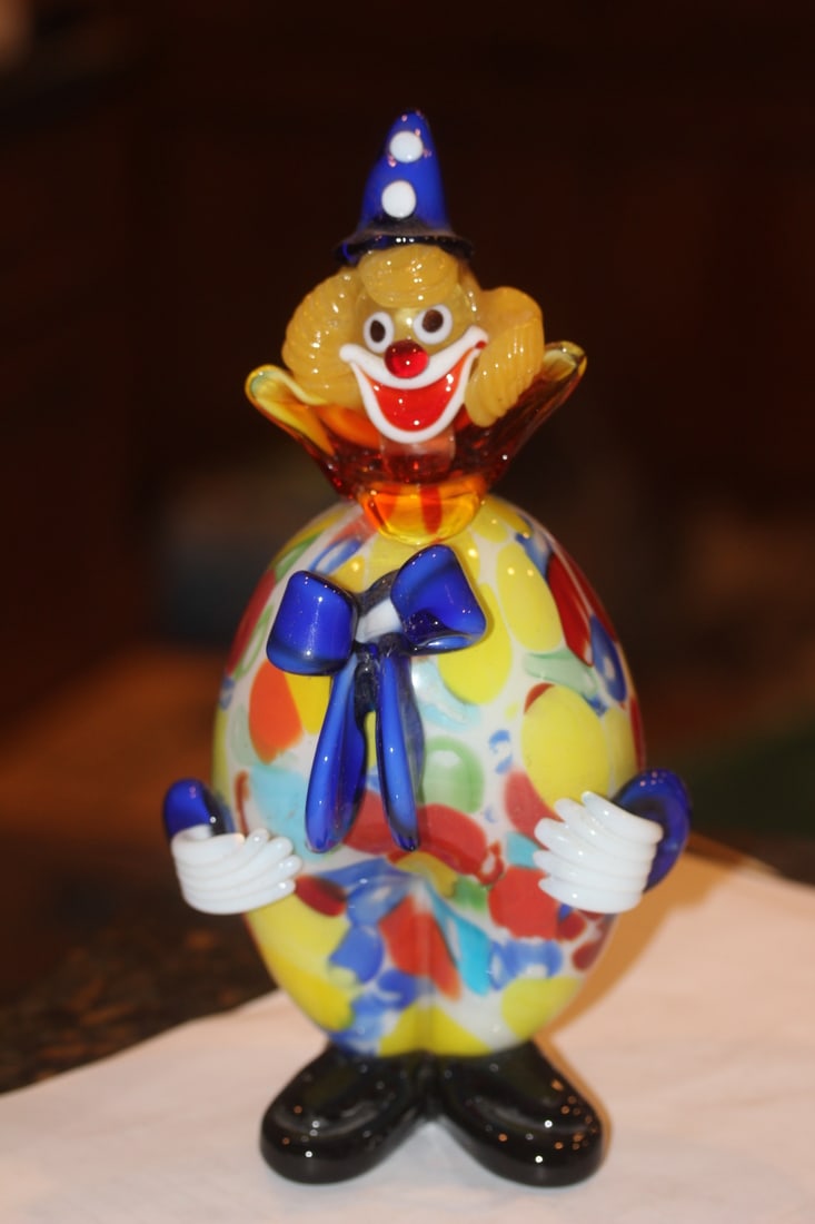 Murano Art Glass Clown: Murano or Murano-style - 9 inches tall
