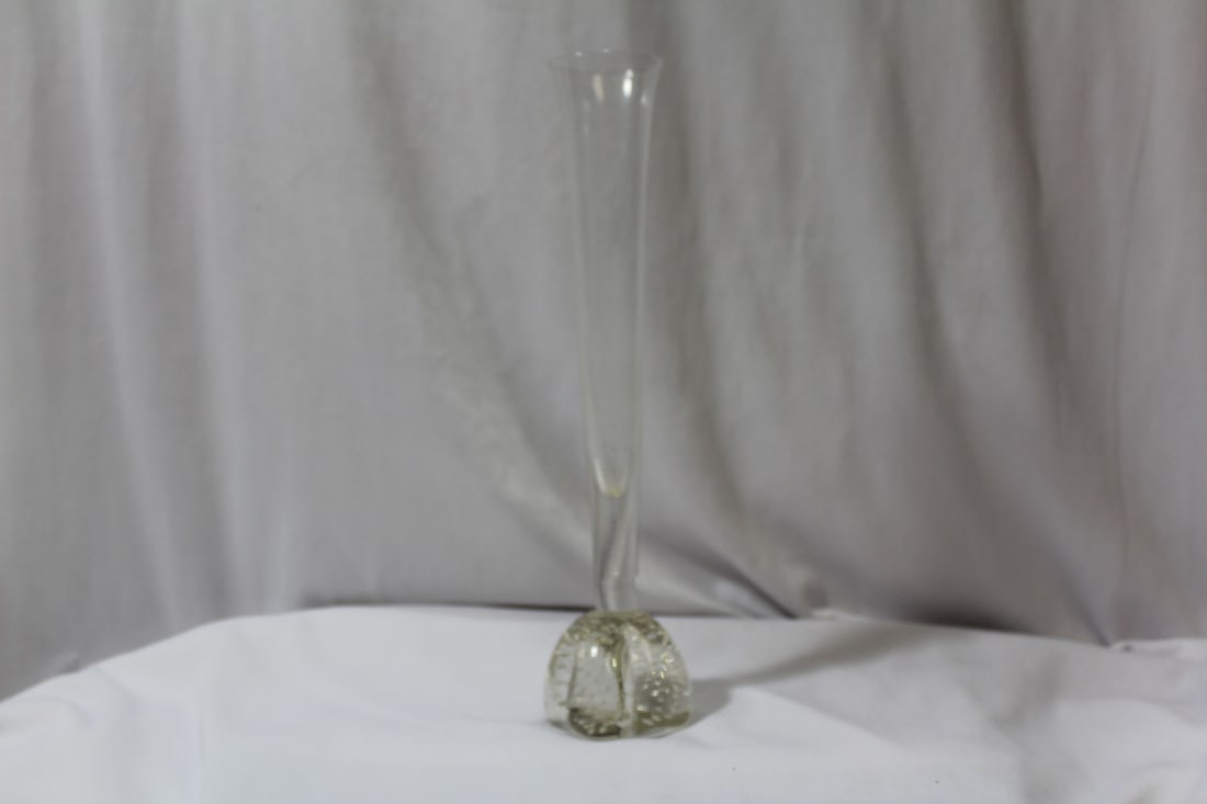 A Control Bubble Base Glass Vase: 10 1/4" tall