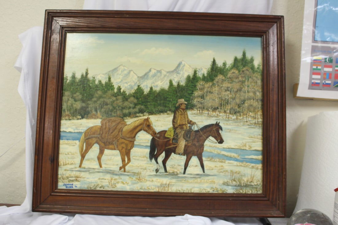 An Arcylic on Board Painting: by Jeannie Elder, 1994 - overall= 23 1/2" x 19 1/2"