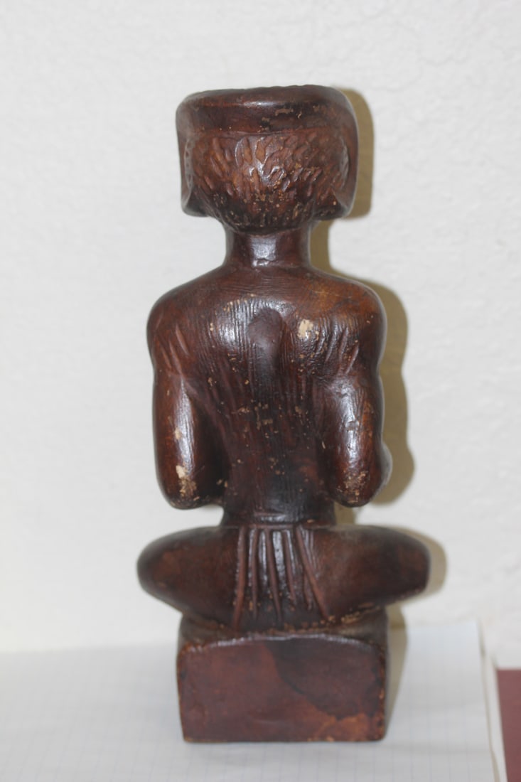 Solid Wood Ram Head Figurine - 2