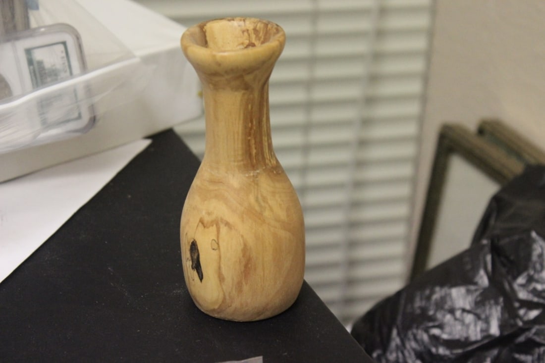 A Wooden Bottle: 5" tall