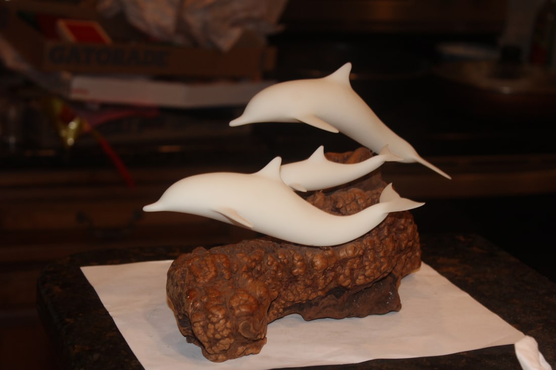 John Perry Dolhpin Sculpture: 11 1/2" long by 7" tall