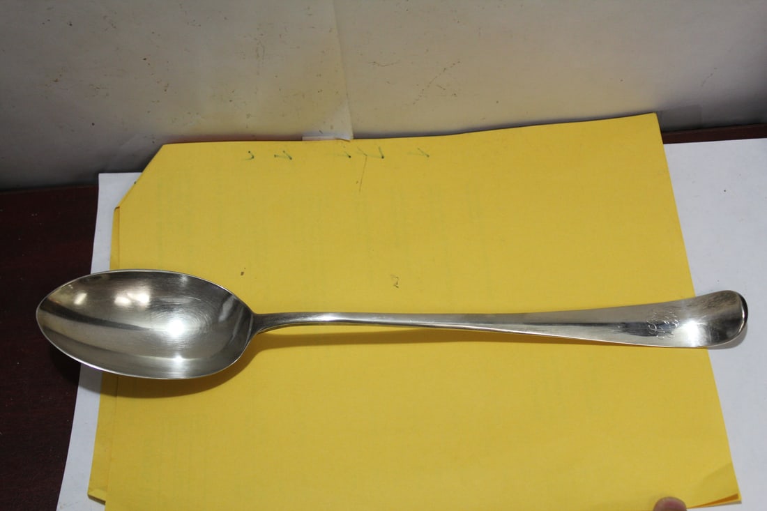 A Silverplated Sterling Spoon: please note: monogrammed - 13" long