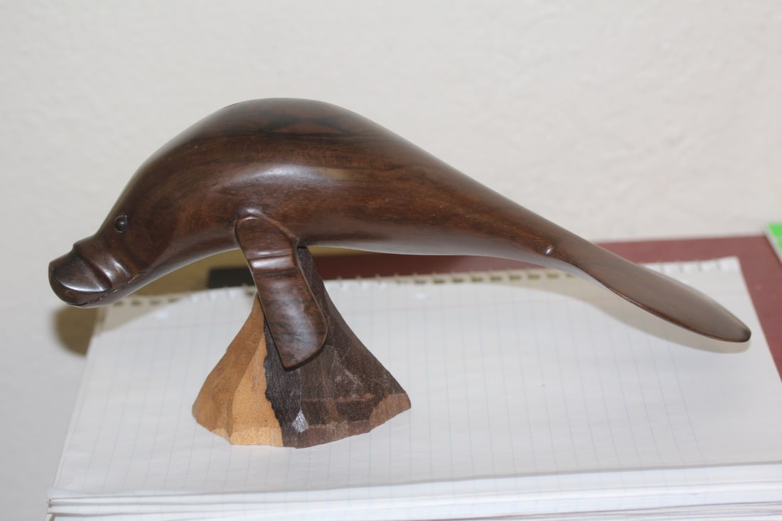 Exotic Wood Manatee: on stand - 10" long