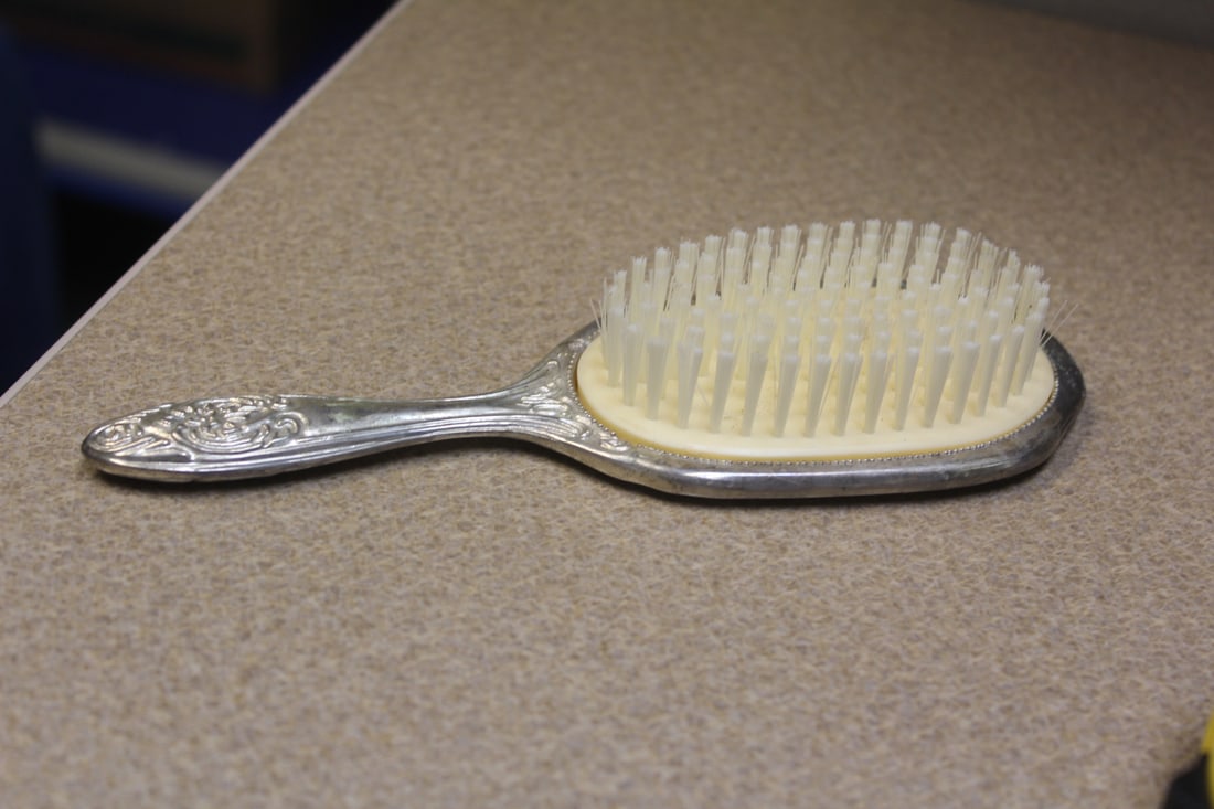 Ornate Silverplated Hair Brush: 7 5/8" long - appeared unused