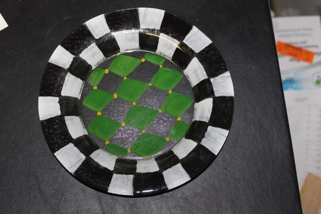 A Hand Painted Plate: 8 inches in diameter