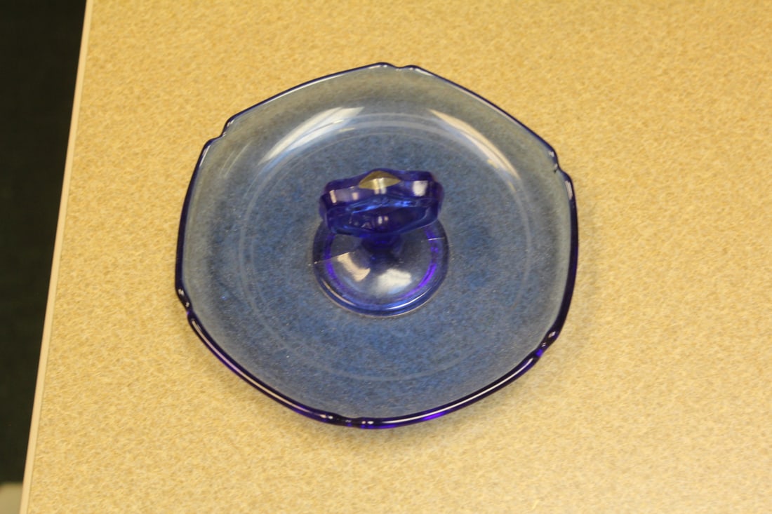 Small Cobalt Blue Glass Trinket Tray: 6 inches in diameter