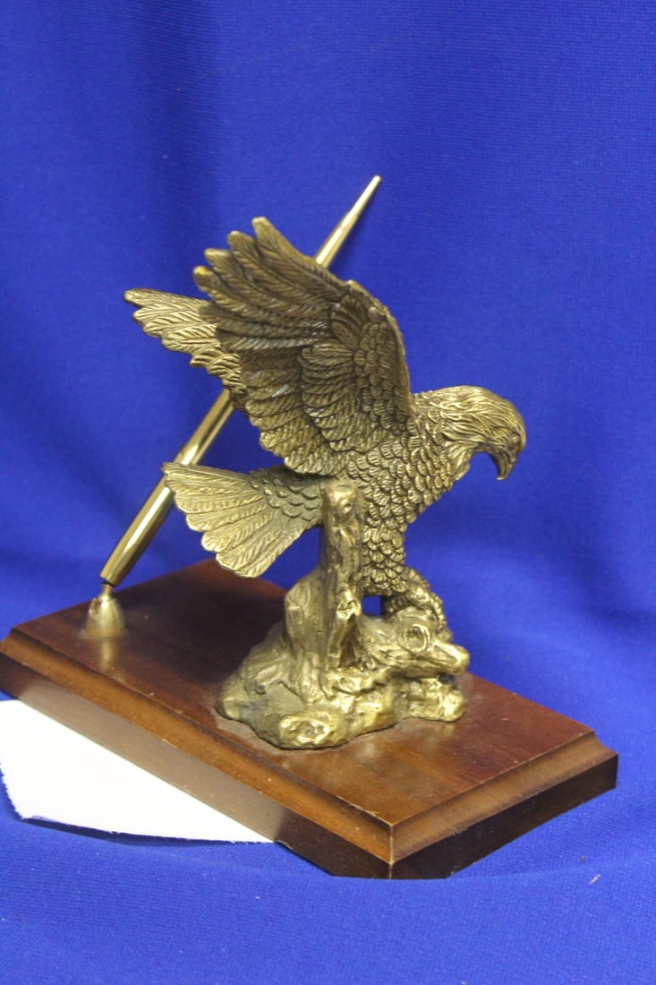 A Solid Bronze or Brass Eagle Pen Holder - 4