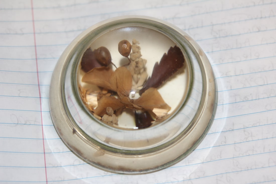 Vintage Lucite Paperweight: 3 1/8" in diameter