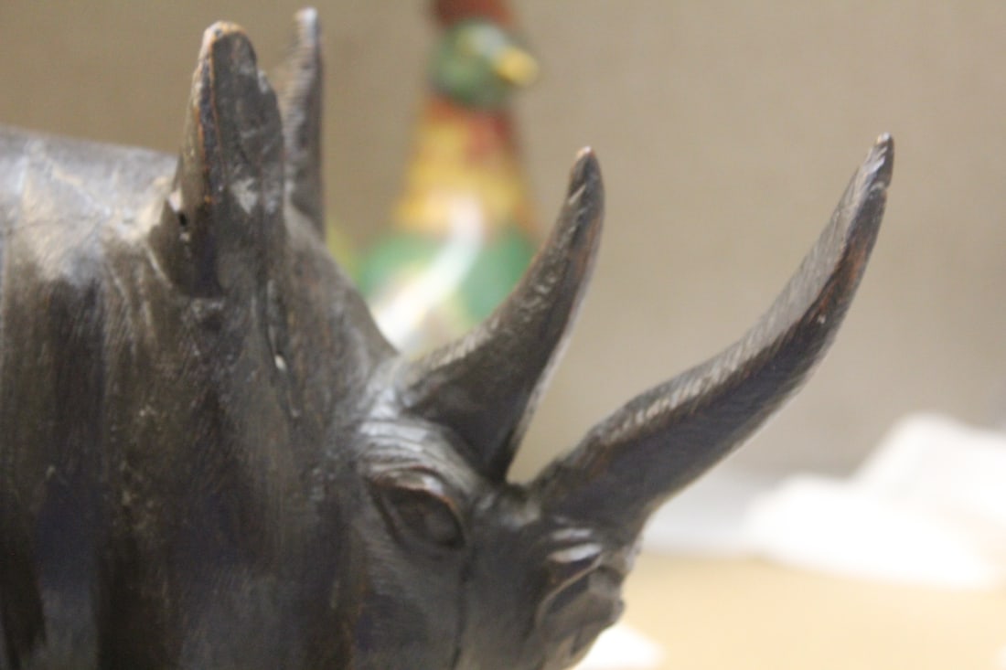 Large Solid Wood Rhinoceros - 4