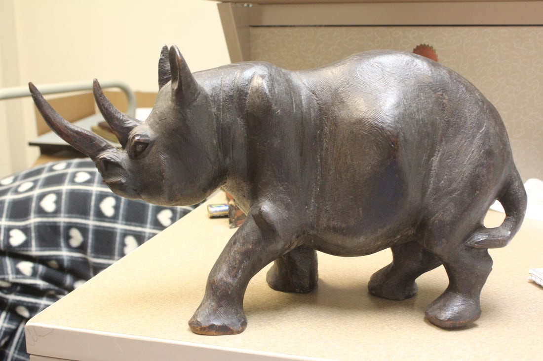 Large Solid Wood Rhinoceros - 5