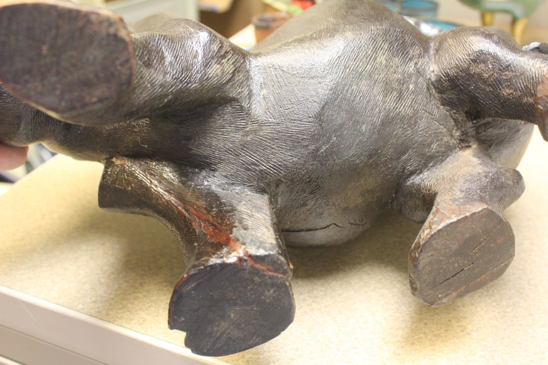 Large Solid Wood Rhinoceros - 6