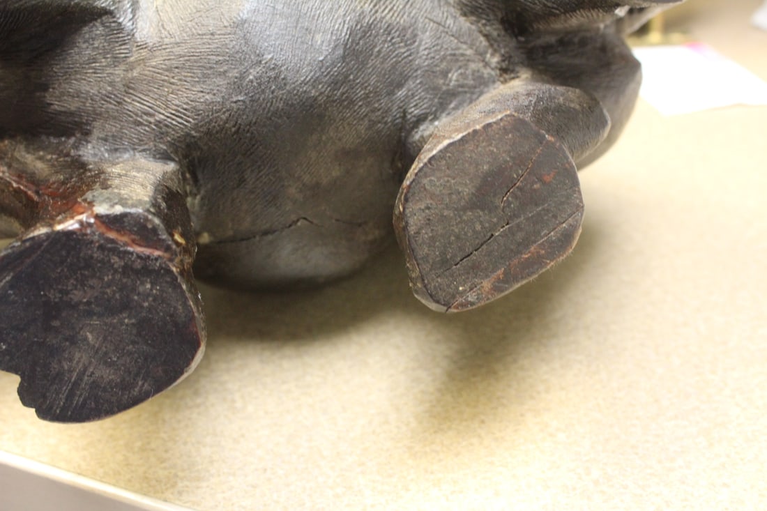 Large Solid Wood Rhinoceros - 7