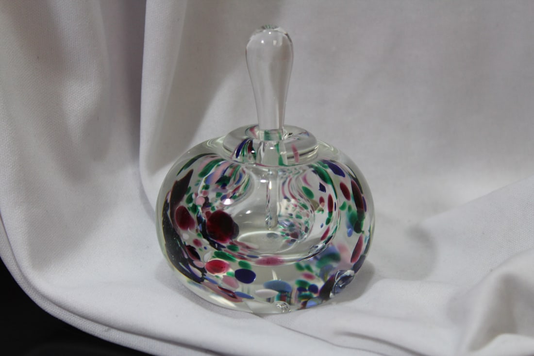 A Signed Karg Artglass Perfume Bottle: 3 1/2" tall