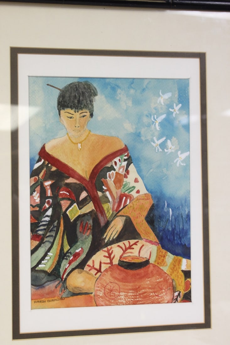 Watercolor by Aaron Diamond: 22 3/4" x 17 1/2" - signed