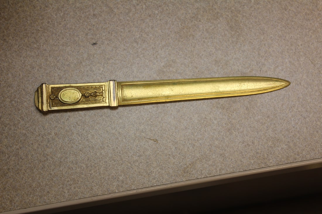 Tiffany and Company Gold Gilted Bronze Letter Opener: marked - 7 1/2" long