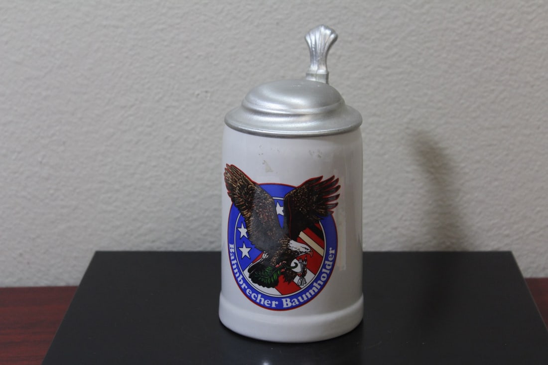 An Eagle Ceramic Stein or Mug: overall= 6" tall