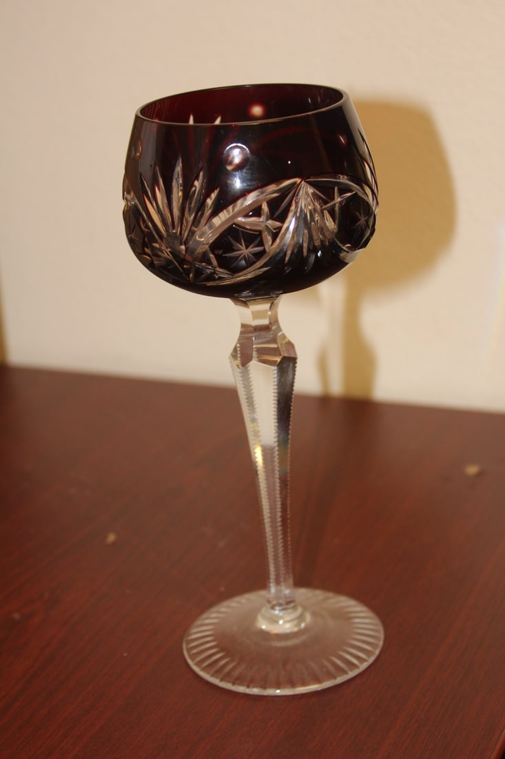 A Ruby Red Cut Glass Goblet - 2