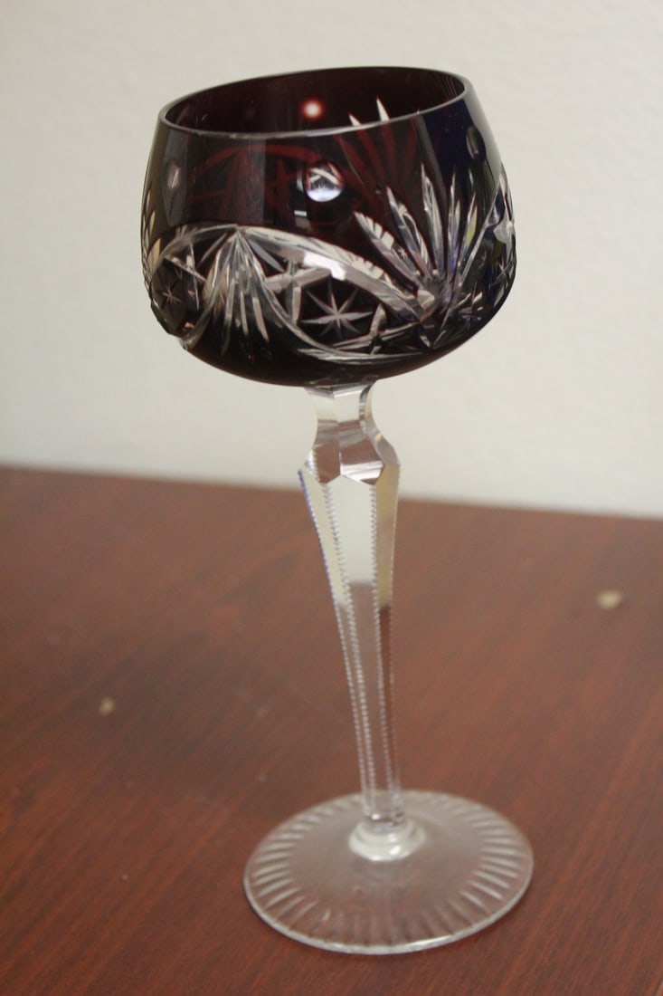 A Ruby Red Cut Glass Goblet - 3